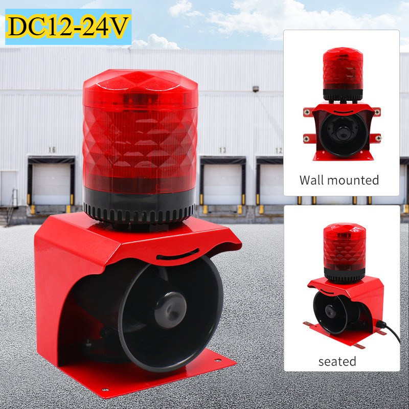 SF-513 Industrial Horn Siren Emergency Sound and Light Alarm Red LED Flashing Strobe Warning Light