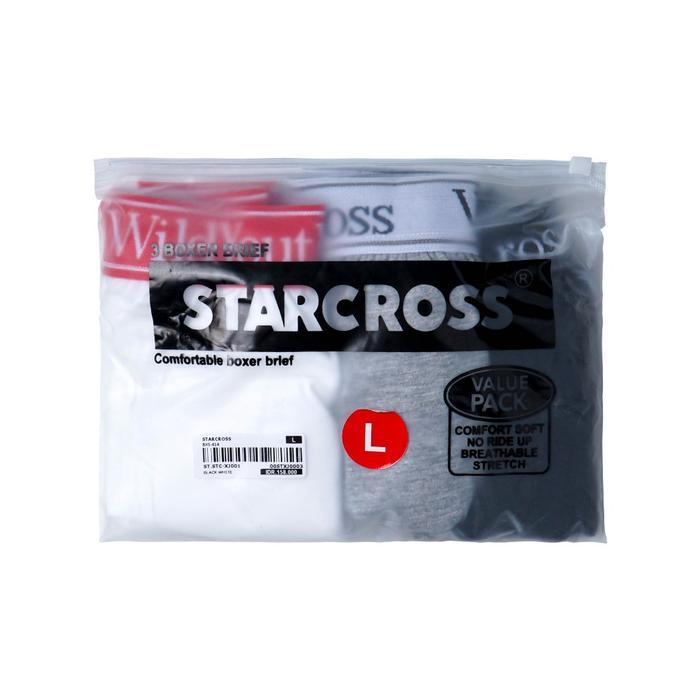 STARCROSS Underwear Brief Celana Dalam Boxer Pria Katun Motif Hitam Putih Model BXS 414 Ukuran S Nya