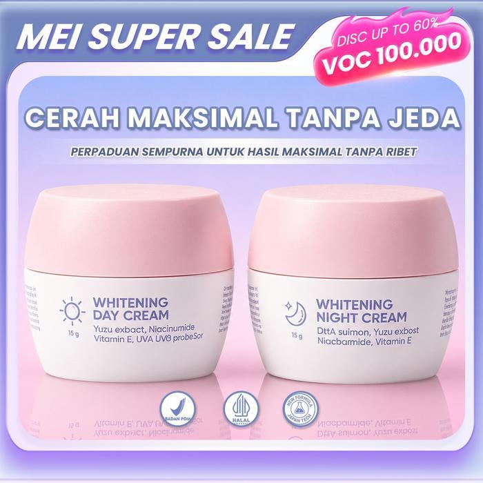 TZUYU SKINCARE Whitening Paket Krim Wajah Mencerahkan Siang dan Malam dengan Niacinamide dan Ekstrak