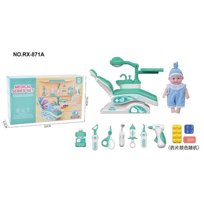 Mainan Dokter Gigi Anak Set Lengkap Roleplay Edukasi dengan Kursi dan Boneka - Hijau