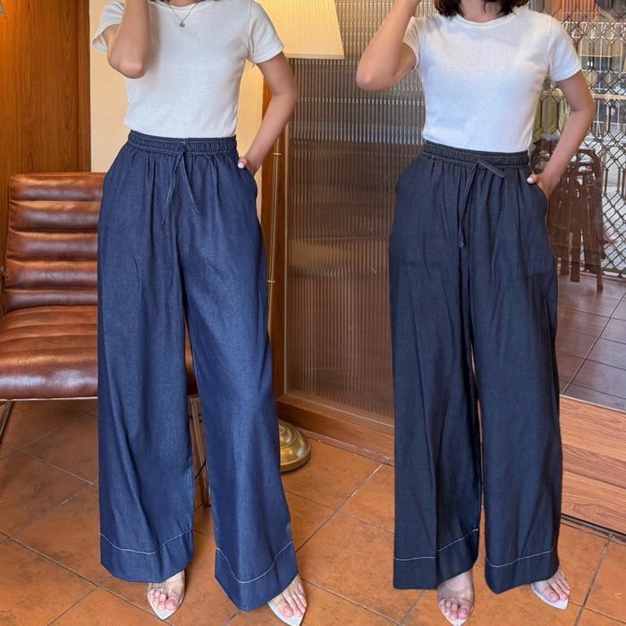 Kenny denim pants - highwaist pants - kulot denim - denim pants - celana panjang - denim kulot daily