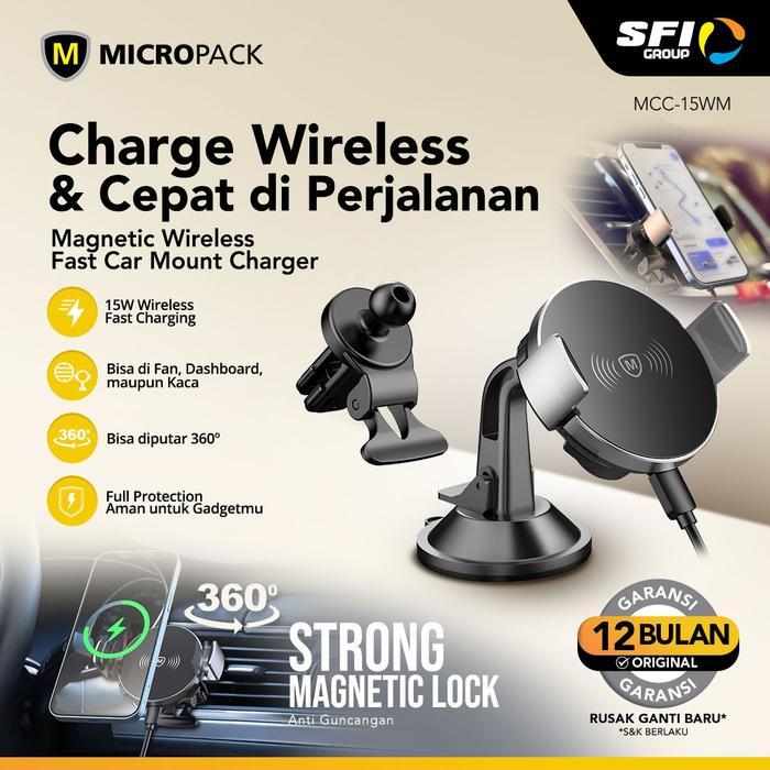 Micropack Car Charger Magnetic Wireless - Fast Charging - 15watt - 360 Rotation - MCC-15WM