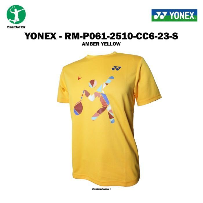 Jersey Badminton Yonex Kaos Jersey Badminton Pria Lengan Pendek Warna Kuning Ukuran S Yonex RM 2510 