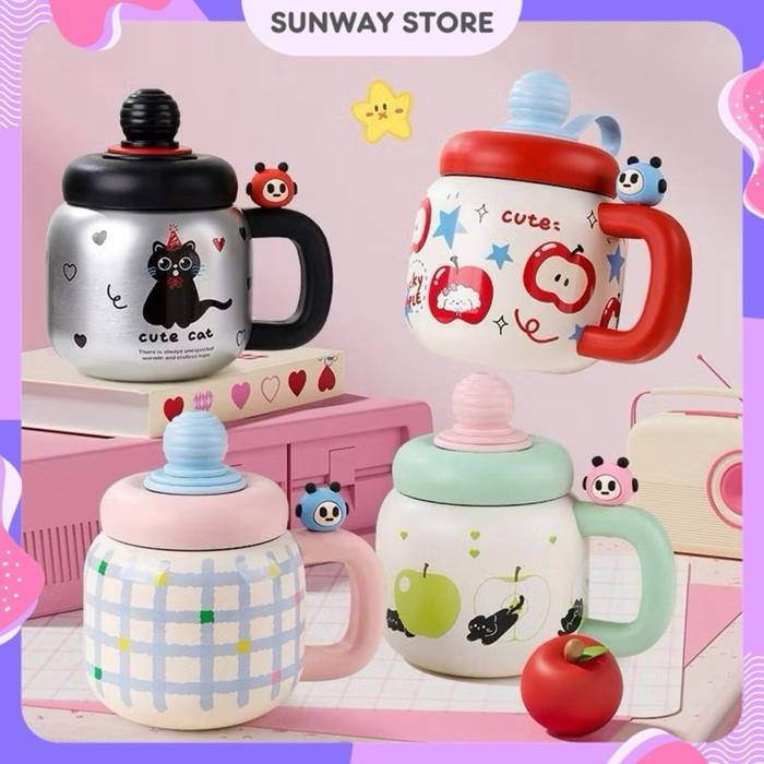 Ada Stok SUNWAYSTORE - Gelas Mug Chubby 800ml Stainless SUS 316 / Gelas Minum Mug Lucu / Gelas Mug