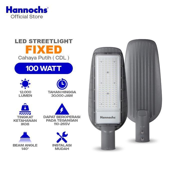 HANNOCHS LAMPU OUTDOOR LED STREETLIGHT FIXED 100W CAHAYA PUTIH PJU
