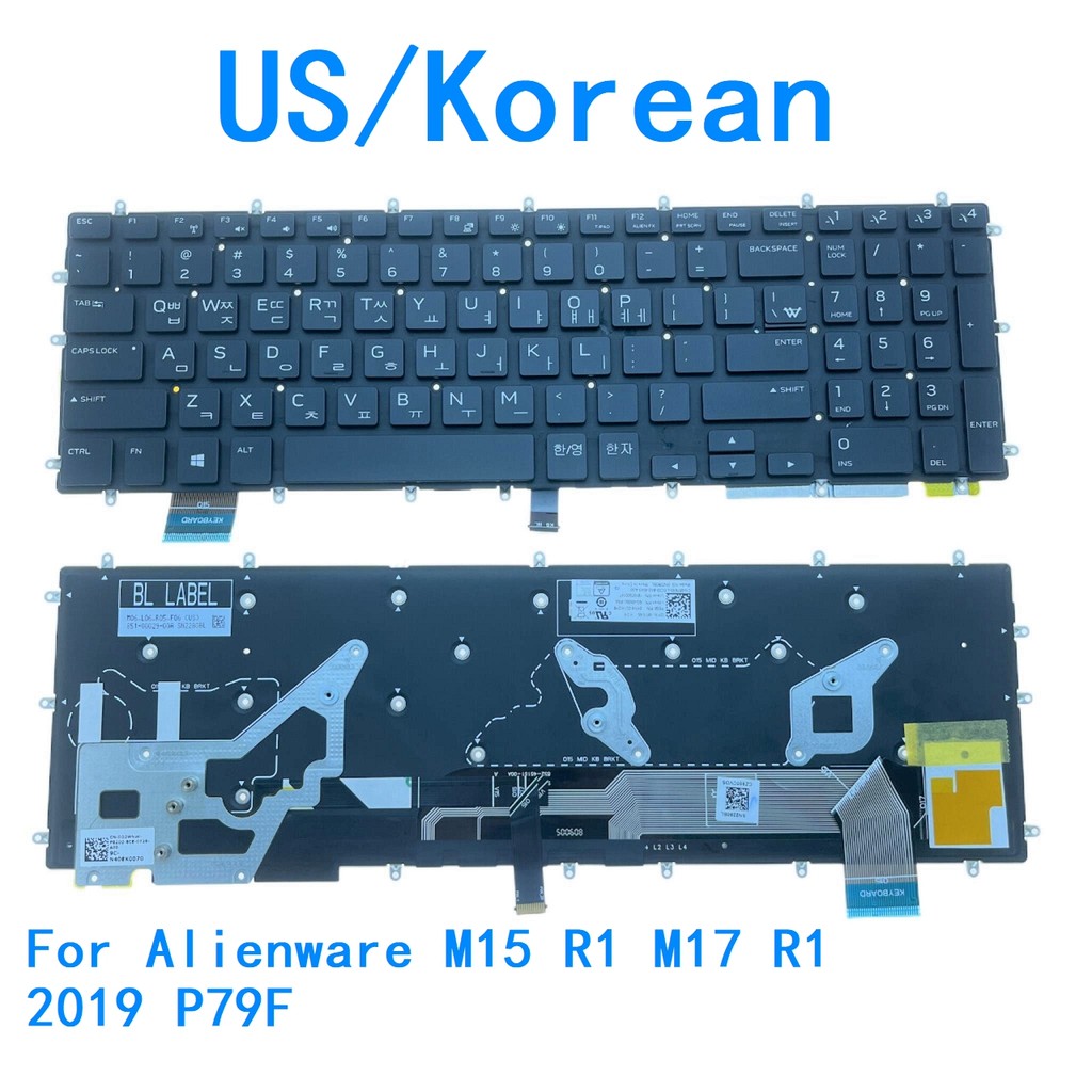 New US Korean Laptop Backlit Keyboard For Dell Alienware M15 R1 M17 R1 2019 P79F 06F8R5-KOR