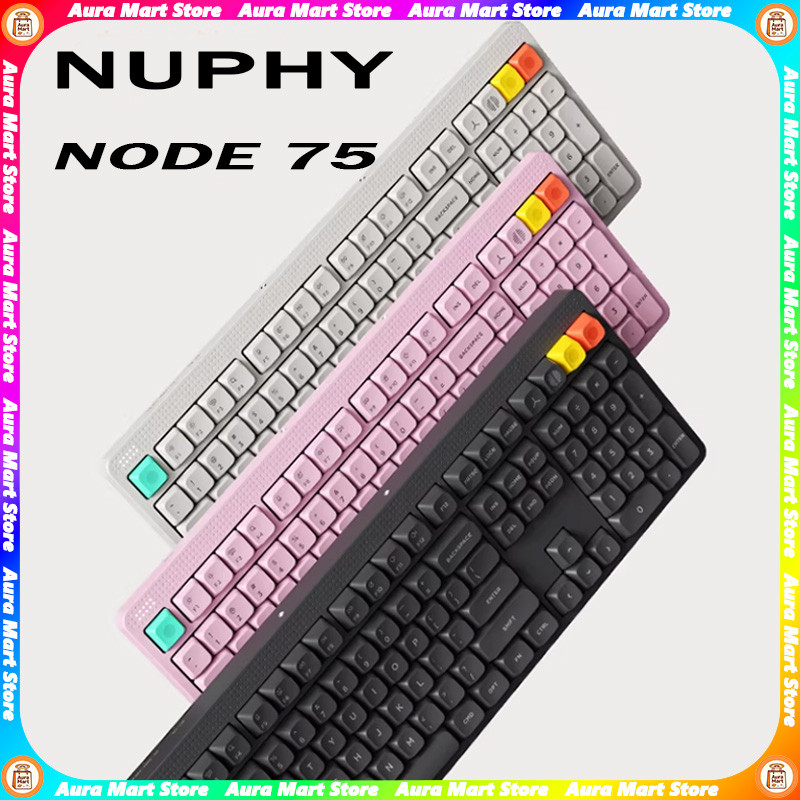 NuPhy Node75 Bluetooth Wireless Mechanical Keyboard with PBT Keycaps 3000mAh Battery RGB Ergonomic