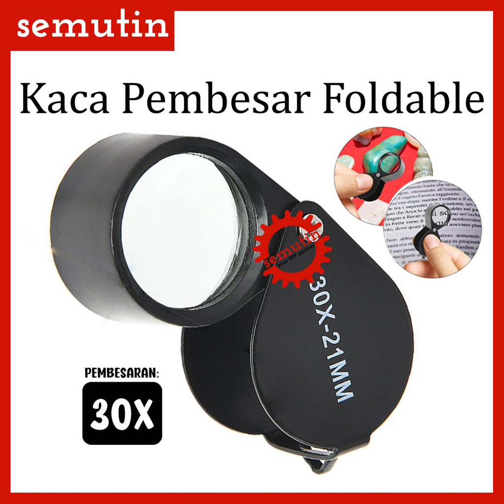 Pembesar Kaca Foldable 21mm 30x AL14 SM / Jewelers Loupe Magnifying Glass Lipat Logam Portable Perhi
