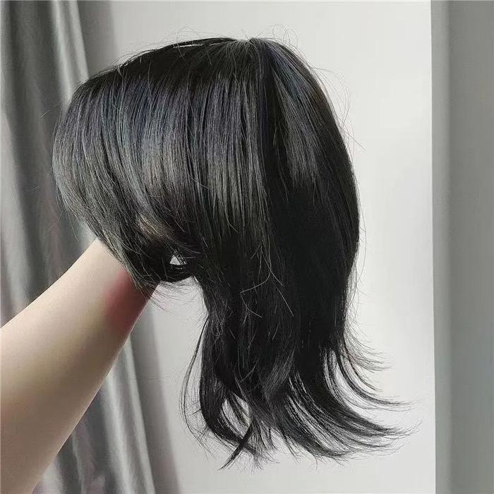 TERLARIS Wig Pria Rambut Palsu Mullet Wig Cosplay Gaya Jepang Wig Ekor Serigala