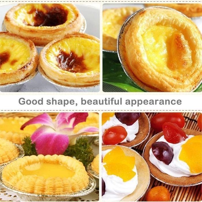 250pcs Cetakan Egg Tart Aluminium Foil Jumbo 74mm20mm/58mm14mm Untuk Oven Kue Kecil Dan Pie Susu