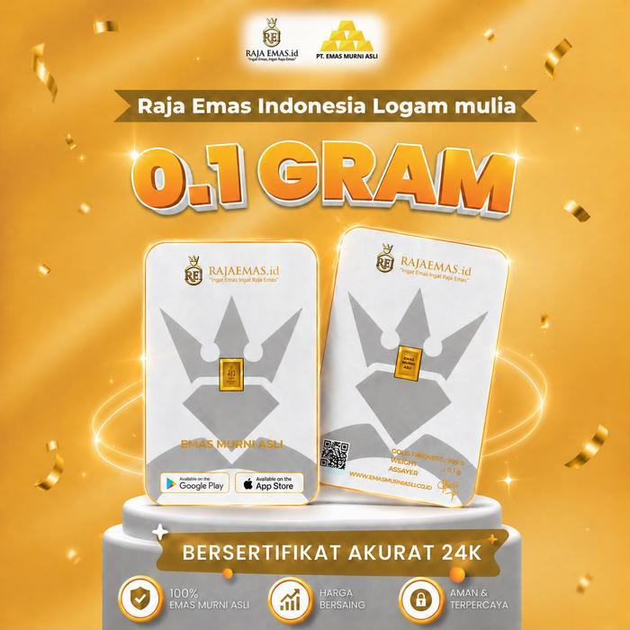 Emas Murni Asli Emas Batangan 0, 1 Gram 24K Bersertifikat Asli