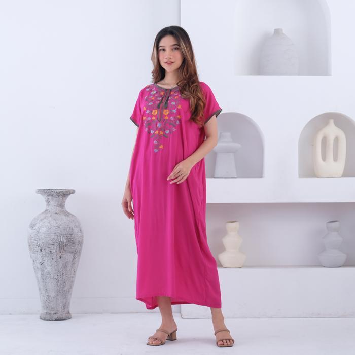 Daster Daisy Bordir Rayon Polos Katun Polos Kain Lembut Busui Tassel Nyaman Baju Tidur Bumil
