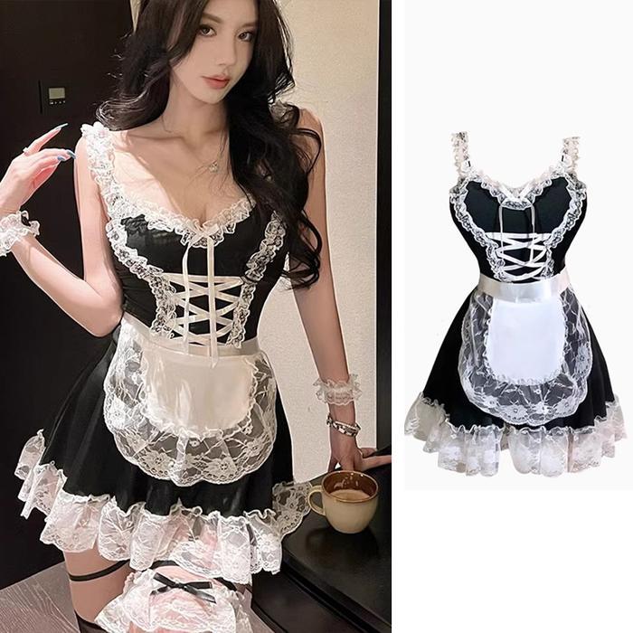 linge cosplay maid,wanita baju  ,hiasan renda,cosplay