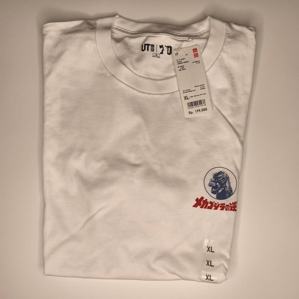 Kaos T-Shirt Uniqlo UT Godzilla White
