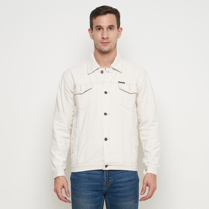 Emoline Denim Jacket - Jaket Jeans Pria Cream Pasti Promo