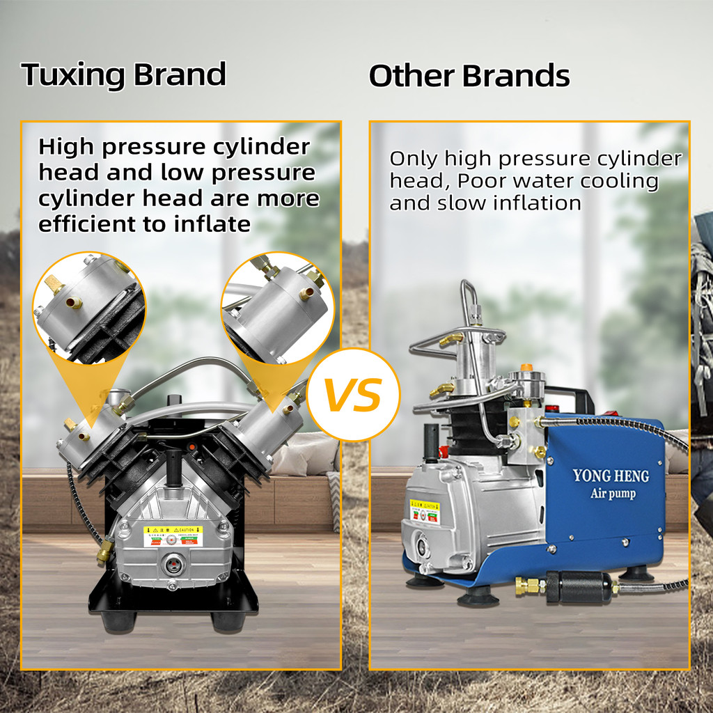 TUXING 300Bar PCP Air Compressor 4500Psi High Pressure Compressor Mini Scuba Diving Compressor