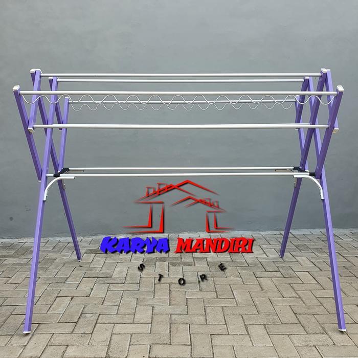 BISA COD jemuran baju aluminium jumbo 180 cm livina ungu
