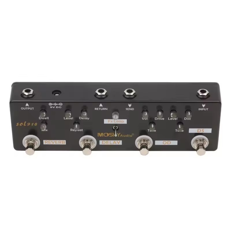 MOSKY Guitar Multi Effect Pedal SOL918 Distortion Overdrive FX Loop Delay Reverb Effects Pedal Metal