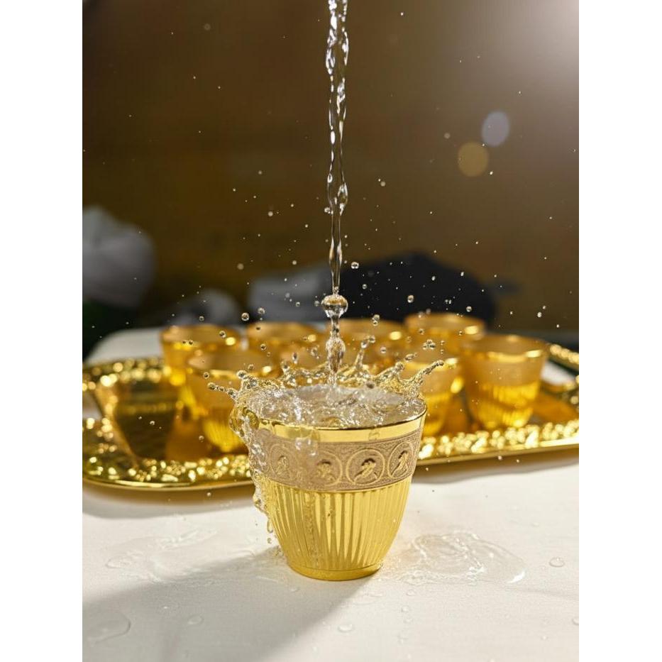 Promo Paket Nampan Dan Gelas Zam Zam Isi 12 Gelas Cucing Untuk Air Zam Zam Gelas Mini Nampan Gold
