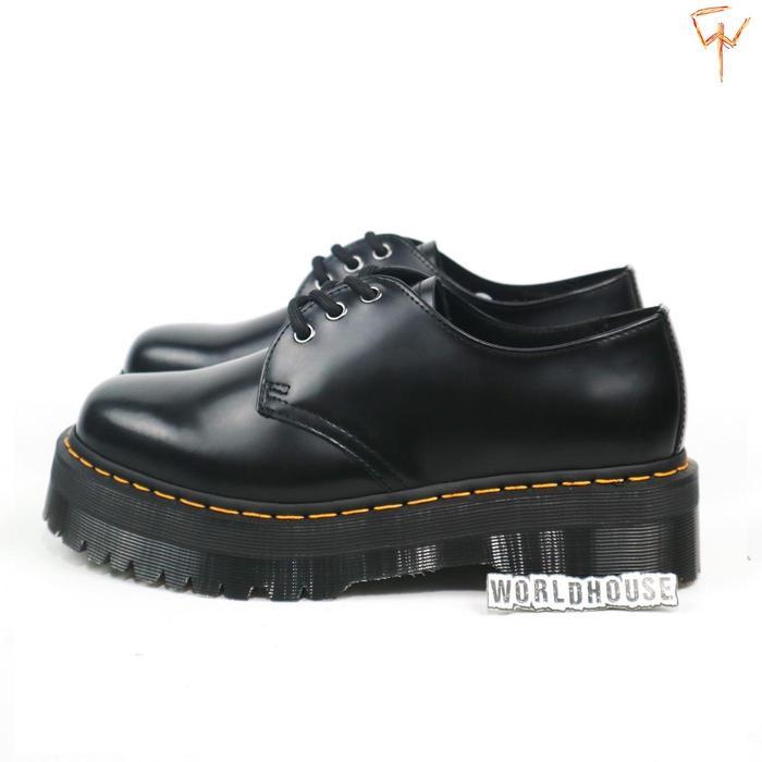 Martens eye quad Sepatu Boots Kulit Hitam Ukuran 36 Model 3 Lubang Tali eye quad black 1461 Polished