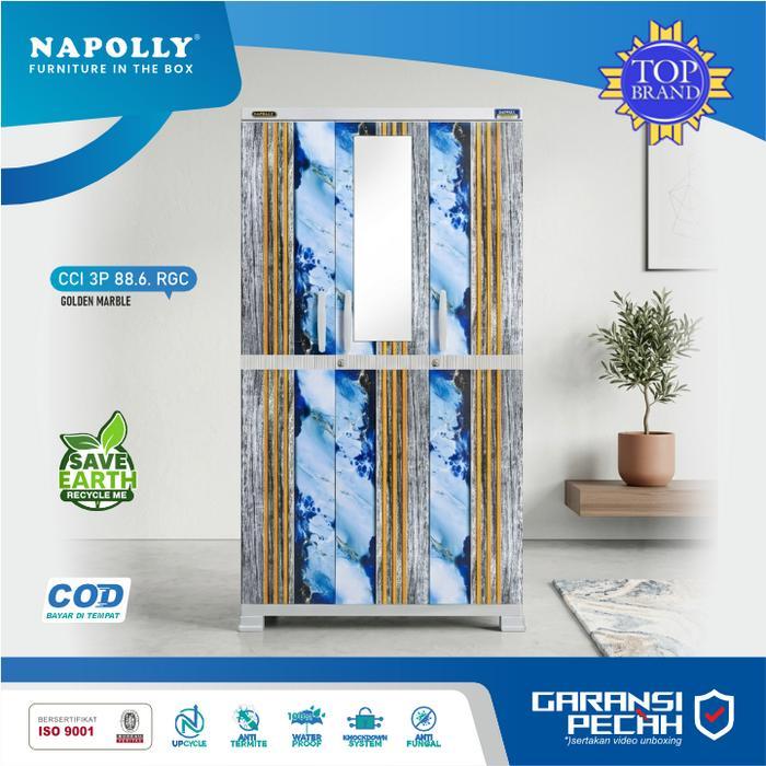 LEMARI PLASTIK 3 PINTU JUMBO / LEMARI PAKAIAN 3 PINTU / LEMARI NAPOLLY 3 PINTU / LEMARI PLASTIK