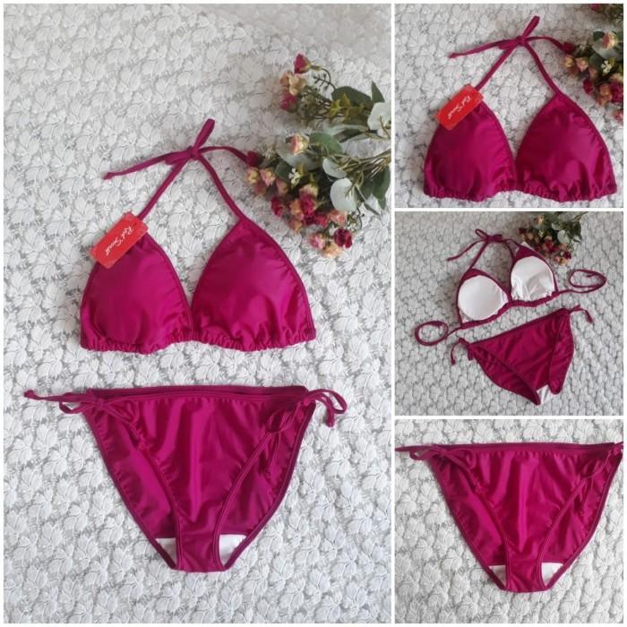 Bikini Pantai Segitiga Ikat Warna Magenta Ukuran L