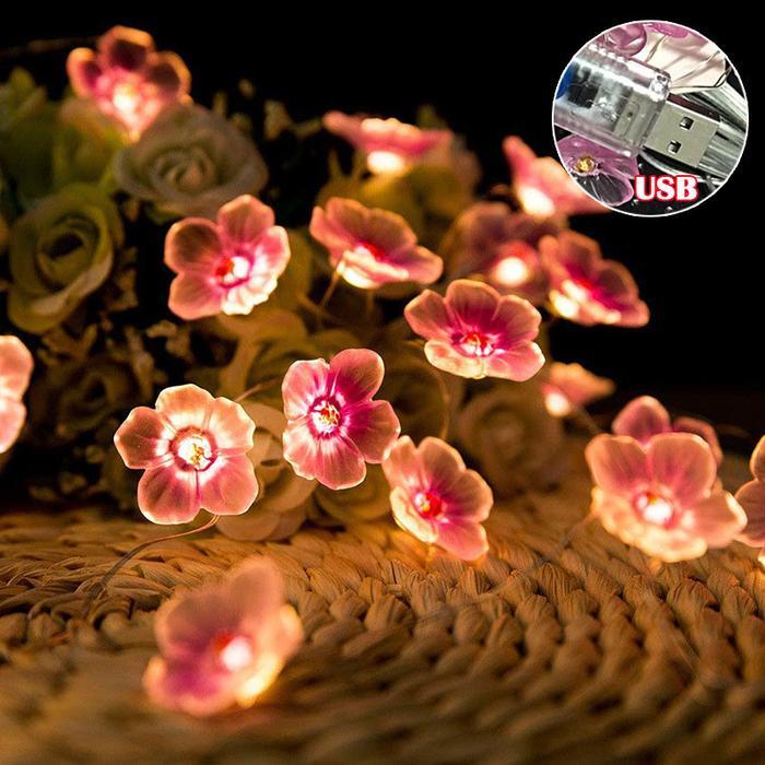 LAMPU RANGKAIAN SAKURA / LAMPU DEKORASI KAMAR TIDUR BERWARNA PINK / LAMPU SAKURA USB / LAMPU