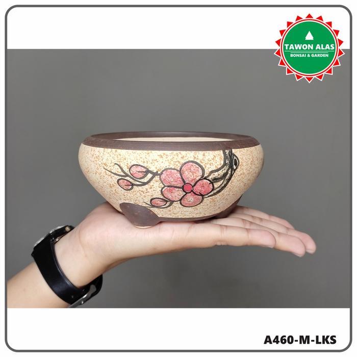 Merayakansenja Pot Bonsai Keramik Bulat Mame
