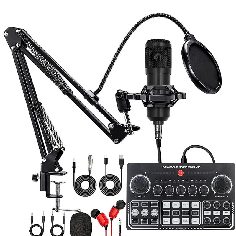V8S sound card English podcast equipment set BM800 Condenser microphone F998 Karaoke Podcast