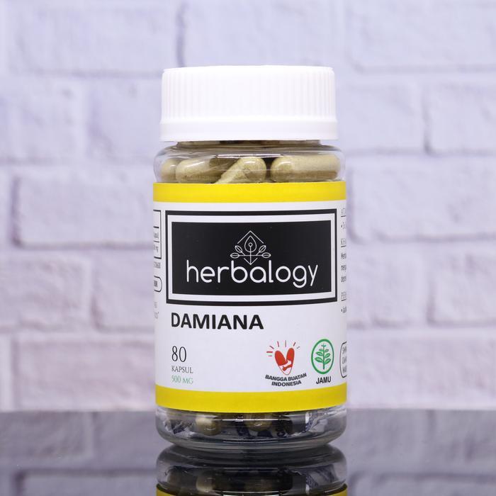 Terlaris Herbalogy Damiana - 80 Kapsul (Panik Cemas, Bipolar, Anxiety, Mood Swing) Obat Herbal, Jamu