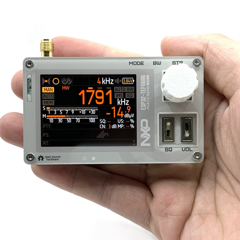B68C New Upgrade Mini TEF6686 DSP Radio ESP32 Full Band Radio FM/LW/MW/SW Radio Receiver 2.0 Inch