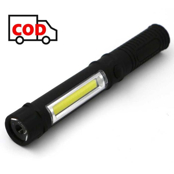 Senter Magnet Led Cob 250 Lumens Portabel Kecil Hemat Energi Mudah Diganti Menempel Di Besi Lampu