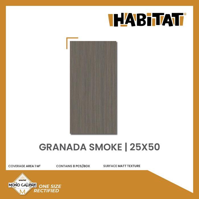NEW PRODUK HABITAT GRANADA SMOKE 25X50 LANTAI KERAMIK MOTIF SERAT KAYU NATURAL THANKYOU & HAPPY