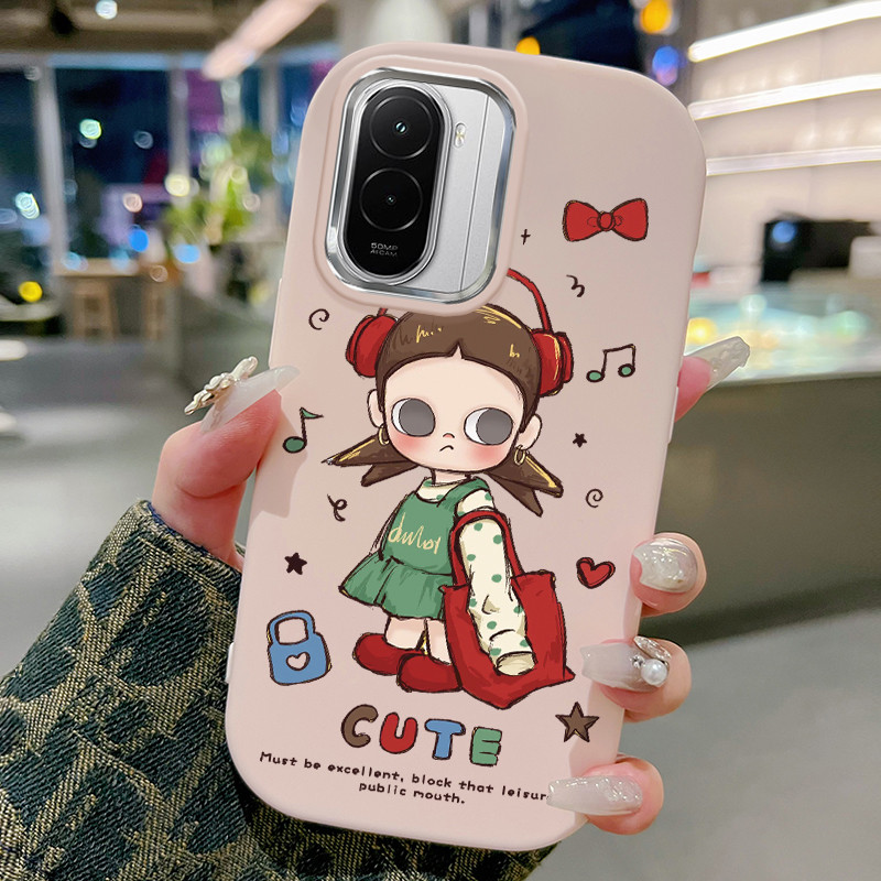 Casing Hp Untuk Xiaomi POCO M7 4G Case Gadis Keren dengan Headset Kasing silikon Cesing Bingkai memb