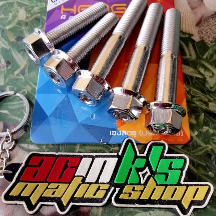 "New" BAUT SET KNALPOT VARIO 125/150 STAINLESS 2KUNCI HENG ORI (5BAUT)