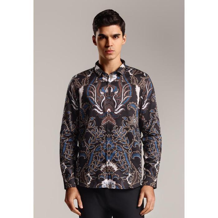 Moc - Kemeja Batik Pria Lengan Panjang Harkamanta 3 - Black Pasti Promo