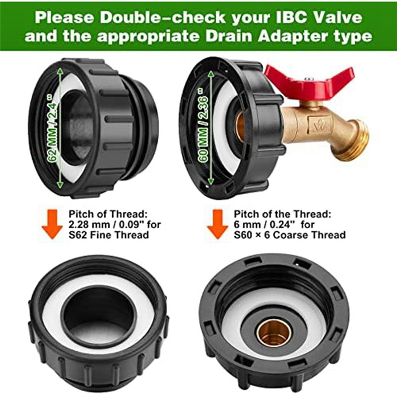 Intuitive Adapter Hose Quick Connector IBC Ton Barrel Joint 2.44 Inch Fine Thread Adapter Fits