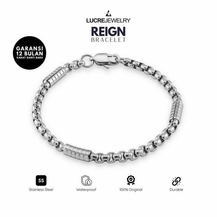 Gelang Pria Stainless Steel Rantai Titanium Silver Anti Karat Ukuran 15-22cm