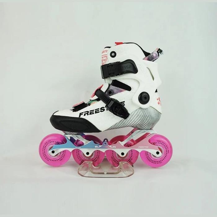 sepatu roda anak inline skate junior carbon freestyle yjs x5 pro - Putih, S (30-32)