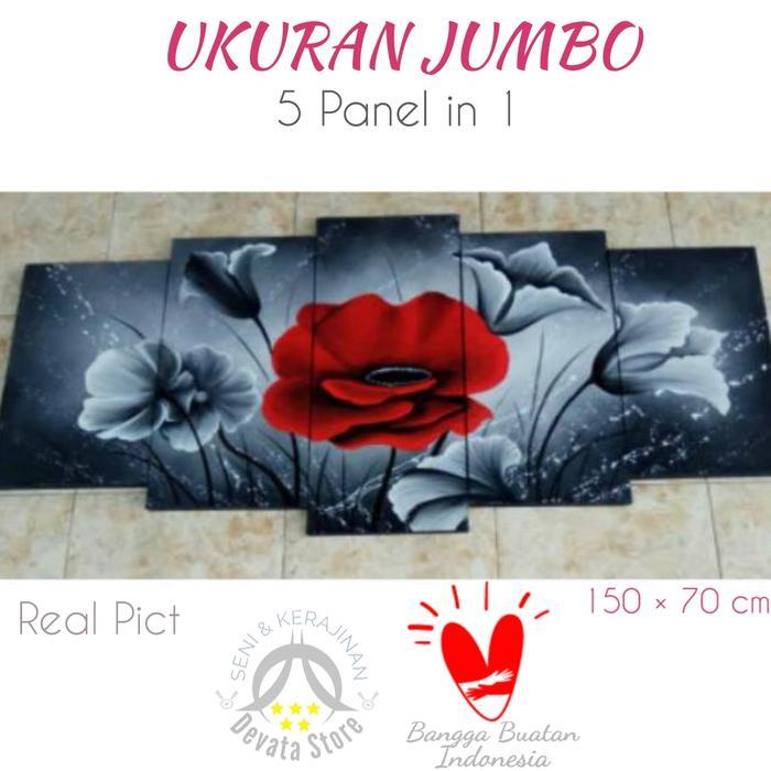 FREE ONGKIR LUKISAN TANGAN KANVAS UKURAN BESAR JUMBO BUNGA HIASAN DINDING RUMAH