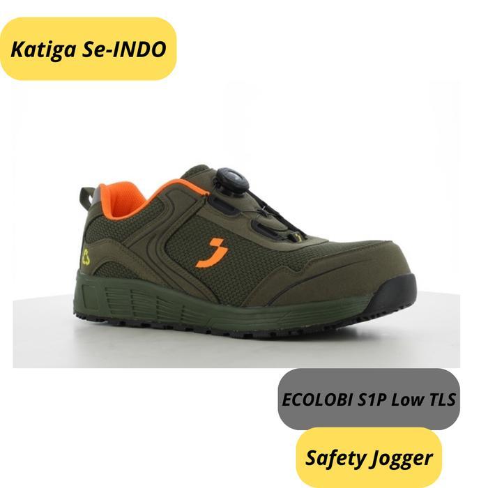Safety Jogger Type Sepatu Pelindung Kaki Model Rendah S1P dengan Bahan Daur Ulang Warna Khaki Ukuran