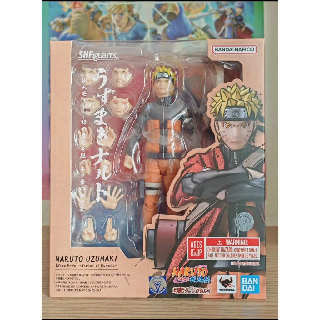 Original Bandai Naruto Figure S.H.Figuarts SHF Uzumaki Naruto Sage Action Model Toys Gift