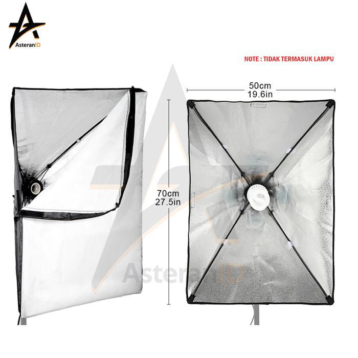Softbox Lighting Softbox Single Socket + Tiang Stand Lamp Lampu - Silver