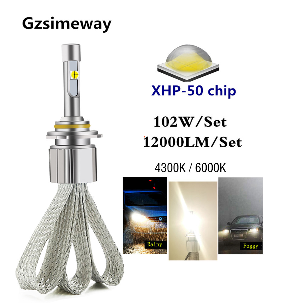 Car lamp H1 4300K led bulbs 12000LM H11 H8 XHP50 led H7 55W Headlight