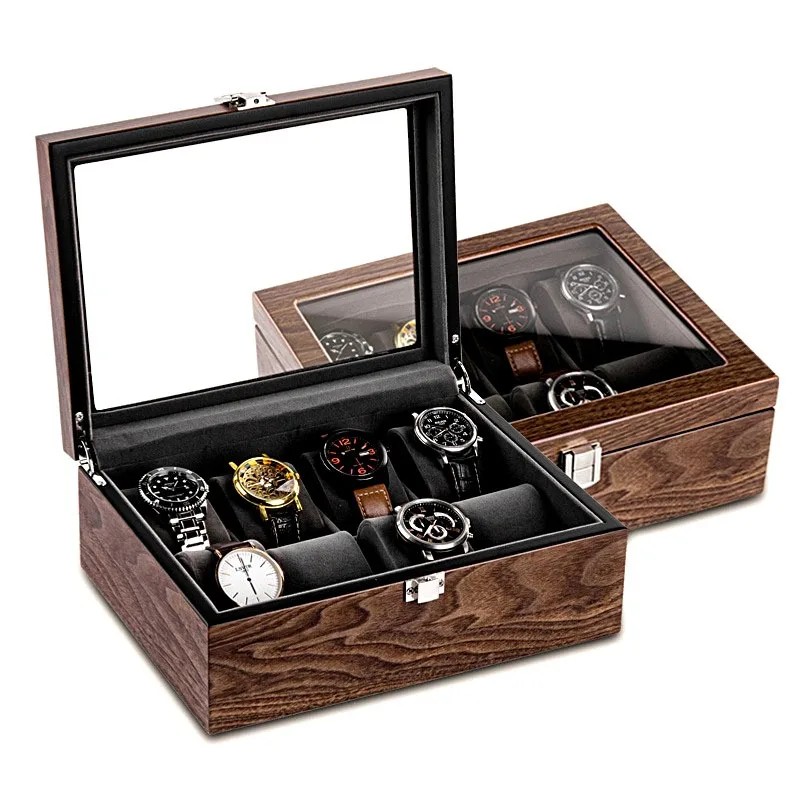 Wood Mechanical Watch Organizer Box Travel Luxury Watch Storage Box with Lock Watch Case Box Display
