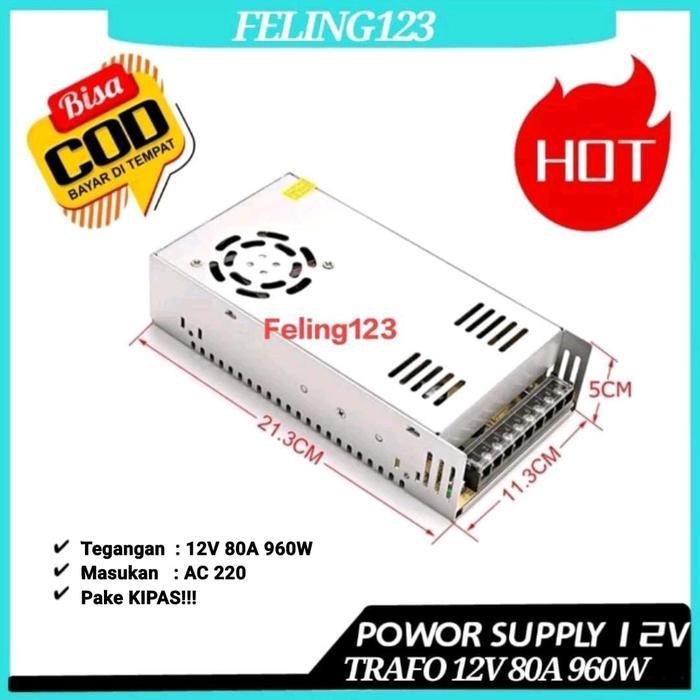 Power Supply 12V 80A High Power Supply 12Volt 80 Ampere Murni 80a 80 a
