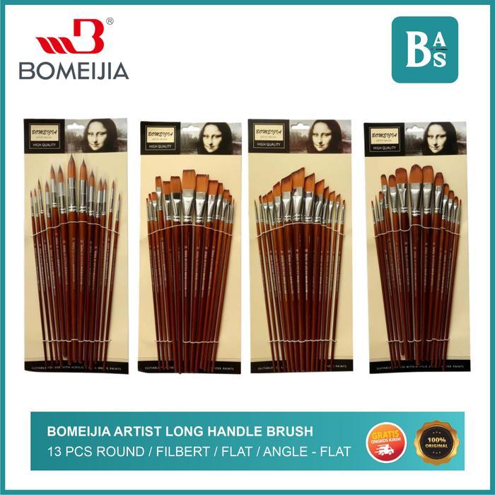 BOMEIJIA ARTIST LONG HANDLE BRUSH ROUND / FILBERT / FLAT / ANGLE