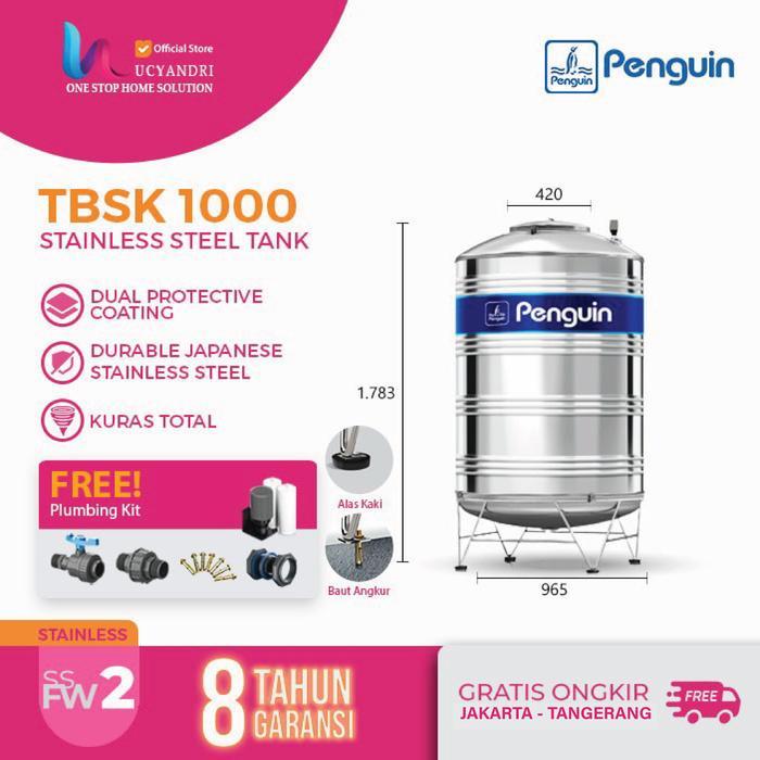 Toren Air Penguin Stainless Steel TBSK 1000 Tangki Air Stainles 1000 L