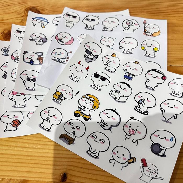 DISKON Stiker Aesthetic Pentol White lucu / 1 lembar / Distro Paper Vinyl Waterprof Stiker Helm
