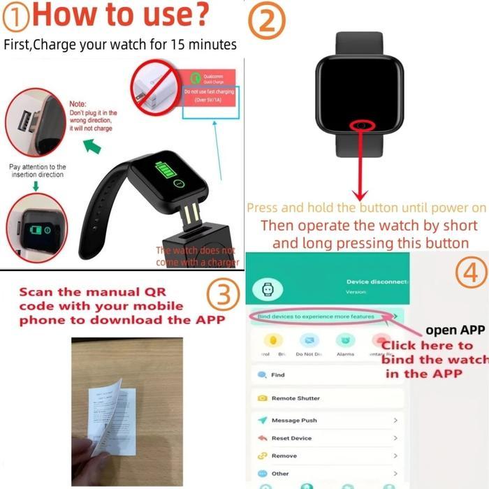 Premium Y68 Bluetooth Smart Watch Detak Jantung Olahraga Jam Tangan Pintar Original